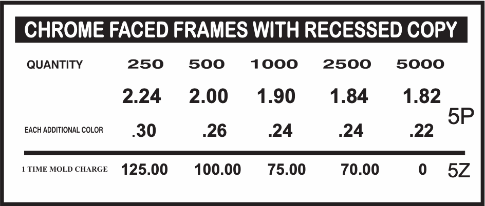 chrome faced recessed price